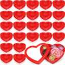24 Pcs Small Heart Containers Heart Plastic Storage Boxes with Clear Window Lids Valentine's Day Gift Boxes for DIY Presents, Crafts Organizer 4.53 x 3.94 x 1.18 Inches (Red)