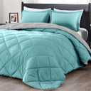 downluxe Queen Comforter Set - Turquoise and Grey Queen Comforter, Soft Bedding Sets for All Seasons -3 Pieces - 1 Comforter (88"x92") and 2 Pillow Shams(20"x26")