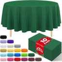 JHDZDHY 10 Pack Premium Disposable Plastic Tablecloth 84" Round Table Cover for Birthdays Weddings Christmas Anniversary Buffet Table (Green)