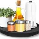 Black Wooden Lazy Susan Turntable Organizer Cabinet Round Bathroom Vanity Rotating Tray 10" Small Lazy Susans for Dining Table Top Kitchen Countertop Decor Tray Wood Lazy Susan Coffee Bar Accessories
