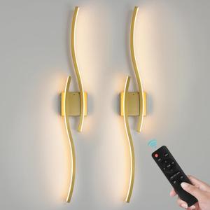 WOSHITU Gold Battery Operated Wall Sconces: 39 Inch Rechargeable Wall Sconce Set of 2 with Remote Control 3CCT Dimmable Wall Light Modern Cordless Wall Lamp for Bedroom Living Room Hallway Bathroom