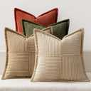 MIULEE Rust-Olive Green Throw Pillow Covers 18x18 Inch 4 Packs Soft Boho Color-Clash Farmhouse Pillow Cases Accent Modern Cushion Cases for Couch Sofa Bed Corduroy Patchwork Home Decor