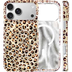 Magnetic for iPhone 17 Pro Case Cute Leopard Shockproof Cover-Light Brown
