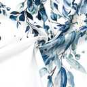 Gibelle Blue Eucalyptus Shower Curtain, Watercolor Plant Leaves with Floral Bathroom Shower Curtain Set, 72x72
