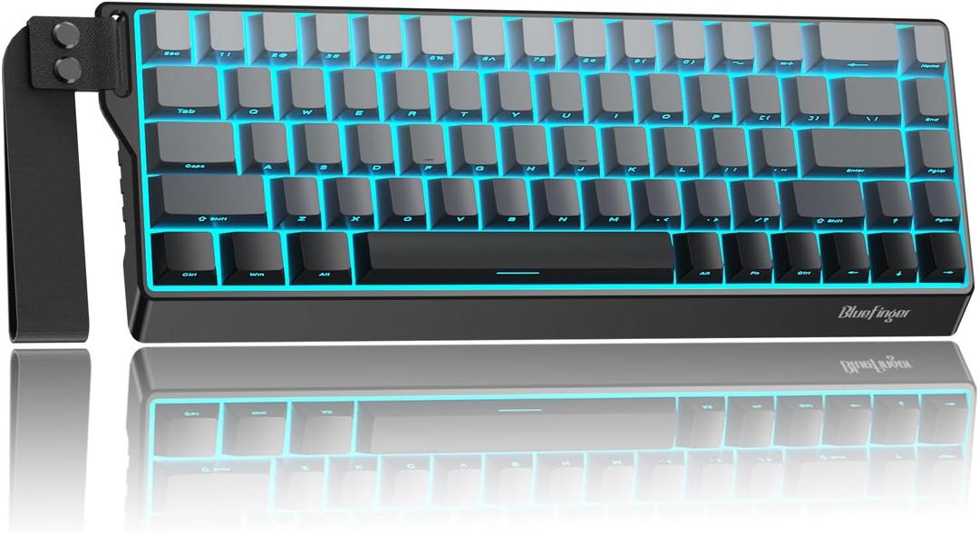 BlueFinger 60% Wireless Mechanical Gaming Keyboard, Bluetooth/2.4G/USB-C Hot Swappable RGB Backlit Keyboard with Side-Printed PBT Keycaps, for MAC Xbox PC PS5, Black
