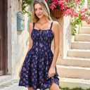 Scarlet Darkness Floral Mini Corset Dress for Women Teen 2026 Summer Spring Flowy A-Line Sundress with Pockets S