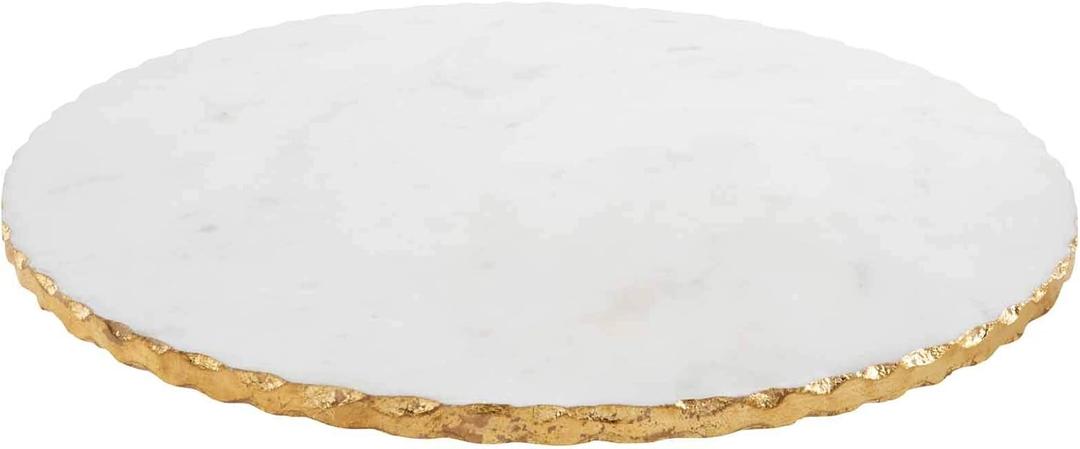 Mud Pie 41140011 Marble Lazy Susan White, 16" dia