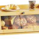 BAMBANG Bread Box for Kitchen Countertop, Bamboo Bread Box for Homemade Bread, Wooden Farmhouse Bread Storage Container, Small Breadbox Bread Bin Organizer for Counter Cabinet Pantry, Natural