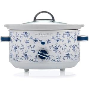 Laura Ashley Slow Cooker 3.7 Quart - Large Slow Cooker 3.7 QT for 4 to 5 People - Energy Efficient Slow Cookers with 3 Heat Settings - Dishwasher Safe Removeable Ceramic Crock & Tempered Glass Lid