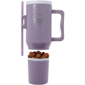 Sip N Snack Dual Compartment Stainless Steel Water Bottle  Triple Insulated, 24 Hours Cold/Hot, Leak-Proof, 2 Ways to Sip  Perfect for Drinks & Snacks On-the-Go (Purple/Lavender)