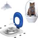 Cat Toilet Training Kit Litter Box Trainer for Indoor Cats, Reusable Plastic Rings Fit Any Toilet, Stop Scooping Litter (Blue)