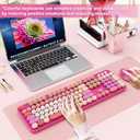 SkyGive Wireless Keyboard and Mouse Combo, Ergonomic Full Size Typewriter Retro Round Keycaps Keyboard, Compatible with Windows, PC, Perfer for Home and Office Keyboards Red
