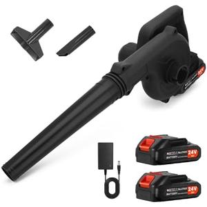 Xamanabu Leaf Blower Cordless, 2 x 24V 2.0Ah Battery and Charger, 150CFM 130MPH Electric Cordless Leaf Blower with Brushless Motor, 2 in 1 Handle Electric Blower and Vacuum Cleaner