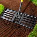 Lawn Leveling Rake, 6 FT Ground Lawn Leveler with 30 x 10 Wide Large Rakes Head for Smooth Garss Soil Dirt Sand, High Effect Yard Leveling Tool with Round Edge forGarden Golf Course, No Flip
