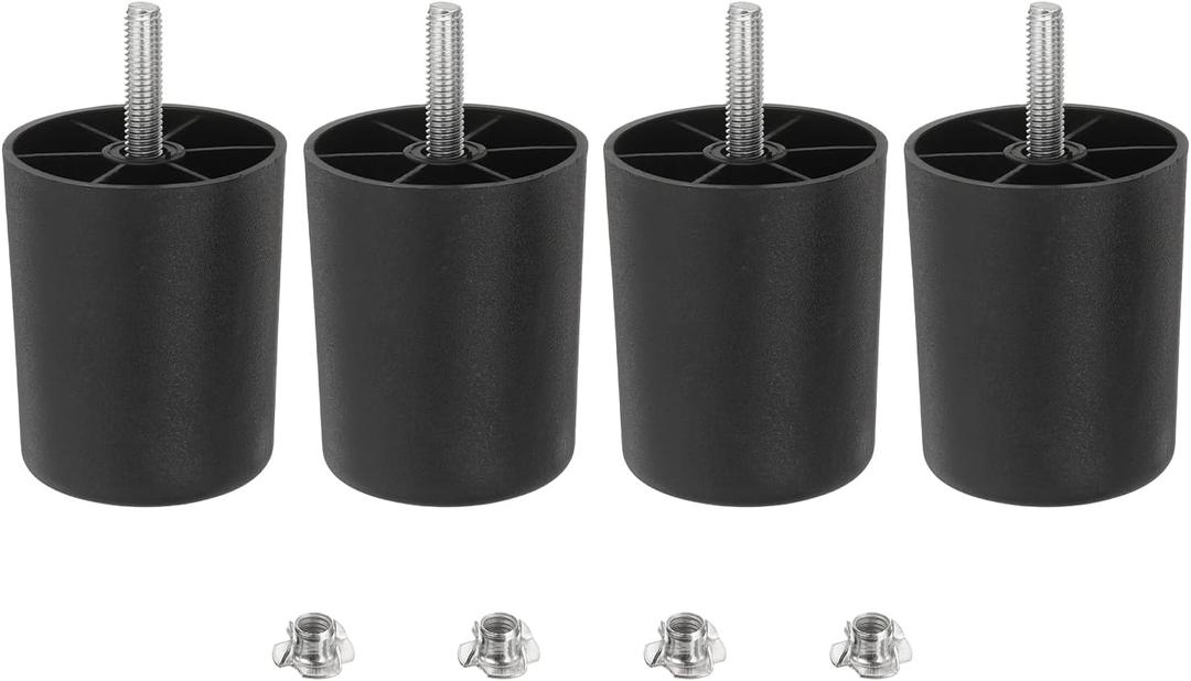 uxcell 2.6 inch Plastic Furniture Legs, Set of 4 Round Tapered Table Sofa Cabinet Bed Legs, Replacement Furniture Couch Feet with M8 Hanger Bolts