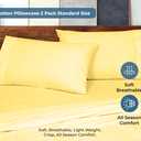 ROYALE LINENS 100% Organic Cotton Percale Pillowcases Set of 2 - Queen Size Percale Pillowcase - Queen Set of 2 Pillow Cover - Breathable, Cool & Crisp Pillow Cases (20"x30", Yellow)