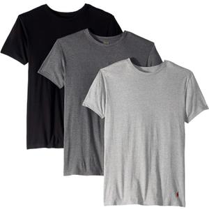 POLO Men's Ralph Lauren Slim Fit Wicking Crew Undershirts 3-Pack (Large, Andover Heather/Black, Madison Heather/Black, Black/Red - 3 Pack)