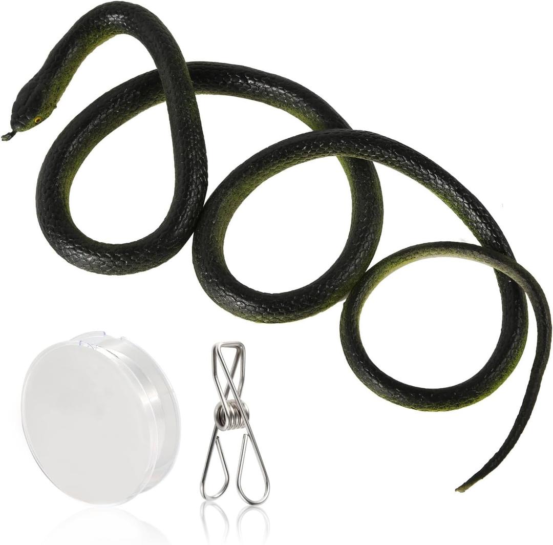 Snake Prank with String Clip, 3.94ft Clip on Snake Prank Funny Golf Snake Prank DIY Snake on a String Prank Plastic Golf Snake Prank with String and Clip Toy for Teasing Friends