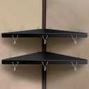 Metal Cubicle Corner Shelf with 3 Hooks for Office Fabric Walls, Hanging Organizer Shelves for Keys and Office Supplies, Space Saving Black Storage Shelf (2 Packs)