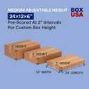 BOX USA Moving Boxes Multi-Depth Large, 24"L x 12"W x 6"H 20-Pack | Corrugated Adjustable Cardboard Box for Packing, Shipping and Storage24x12x6 24126