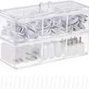 Yesesion Plastic Cable Management Boxes Set with Lid and 20 Wire Ties, Clear Power Cord Case with 3 Compartments, Electronics Organizer Desk Drawer Accessories Storage for Office Supply (2 Pack)