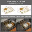 MAJALiS Gold Dish Drying Rack Over The Sink with Utensil Holder, Mat (For 11.5"-16" W Sink with Cup Holder)