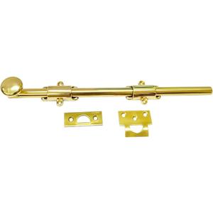 QCAA Solid Brass Dutch Door Bolt, 12", Polished Brass, 1 Pack, Made in Taiwan