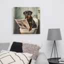 TcnBzydkij Square Canvas Bathroom Decor Rottweiler Dog Wall Decor Poster Animals Reading Newspaper Theme Bathroom Wall Art Print Toilet Wall Decor Home Gift 12x12inch Framed, style-1