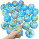 24 PCS Globe Squeeze Balls,2.5 Inch Globe Bouncy Ball Earth Squishy Ball,Mini Foam Globe Squeeze Stress Balls