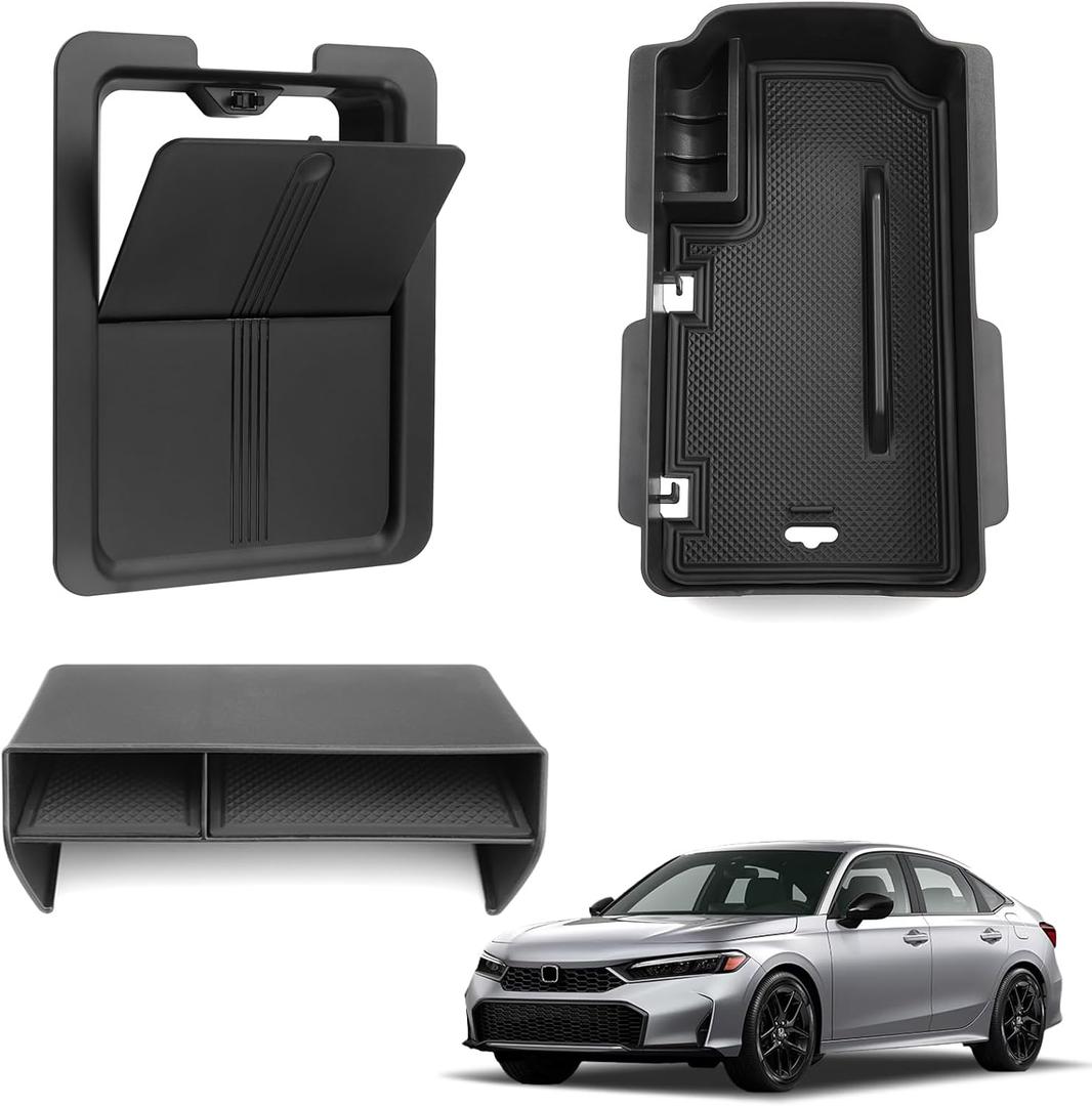 Thenice for 11th Gen Civic Center Console Organizer Armrest Box Tray Glovebox Hidden Storage Compartment Compatible with Honda Civic 2026 2025 2024 2023 2022 Accessories -3PCS