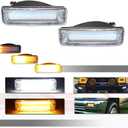 for 1989 1990 1991 1992 1993 1994 1995 Toyota Pickup 2/4WD, 1990 1991 4Runner Front Bumper Turn Signal DRL Daytime Light Smoked Lens Amber & White LED TO2520105 TO2521107
