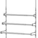 CANYAVE Over The Door Towel Rack, Over Door Towel Rack for Bathroom Door, Triple Towel Storage Holder with Hooks (Silver)