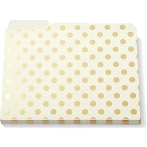Kate Spade New York File Folder Set of 6, Letter Size Filing Organizers, Gold Dot