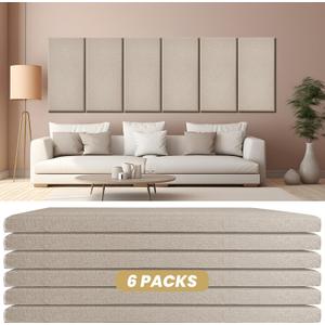 6 PCS Acoustic Panels, Large Soundproof Wall Panels, Professional Fiberglass Sound Absorbing Panels, 23.6x11.8 Inches Sound Proof Foam Panels for Walls, Studio Home Offices (Camel)