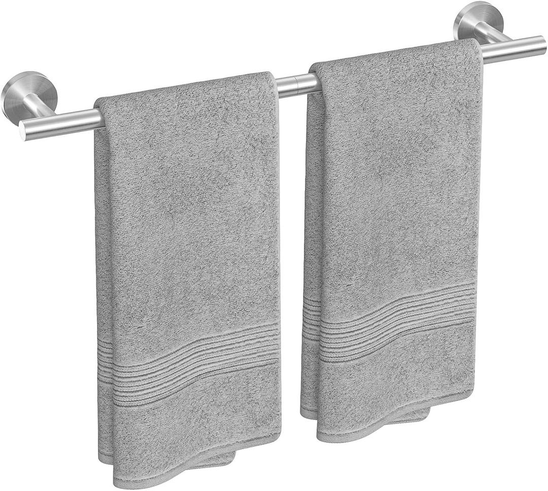 USHOWER Brushed Nickel Towel Bar, 22-Inch Towel Racks for Bathroom | Thicken SUS304 Stainless Steel Towel Rod, Towel Holder Wall-Mounted, Modern Home Decor (Total Length 24-Inch)