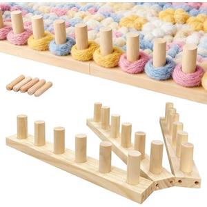 37" Wooden Chunky Blanket Loom Kit - Adjustable & Portable Reusable Blanket Loom for Beginners, DIY Hand Knitting Loom for Bulky Yarn to Make Throw Blankets, Scarves, Home Decor & Gifts