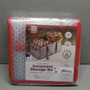 ZOBER Christmas Ornament Storage Box - Stores 128 Ornaments W/ 2 Sided Zipper - Flexible Plastic Christmas Ornament Storage Containers - 3 Inch Cube Compartments - Red