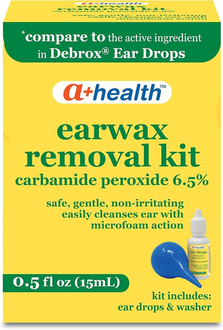 Earwax Removal Kit, Carbamide Peroxide 6.5%, Made in USA, Drops and Ear Bulb Syringe, 0.5 Ounces