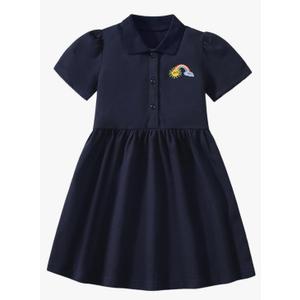 Toddler Girls' Cotton Casual Summer Dress Short Sleeve Summer Dress 6Y Black