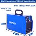 Plasma Cutter TIG Welder With PULSE Stick Welder Machine 520TSCPF Plasma Cutter Welder Combo 200A TIG/ARC Welding 50A Air Plasma Cutting Dual Voltage 110/220V 1/2" Clean Cut Upgrade Digital Panel