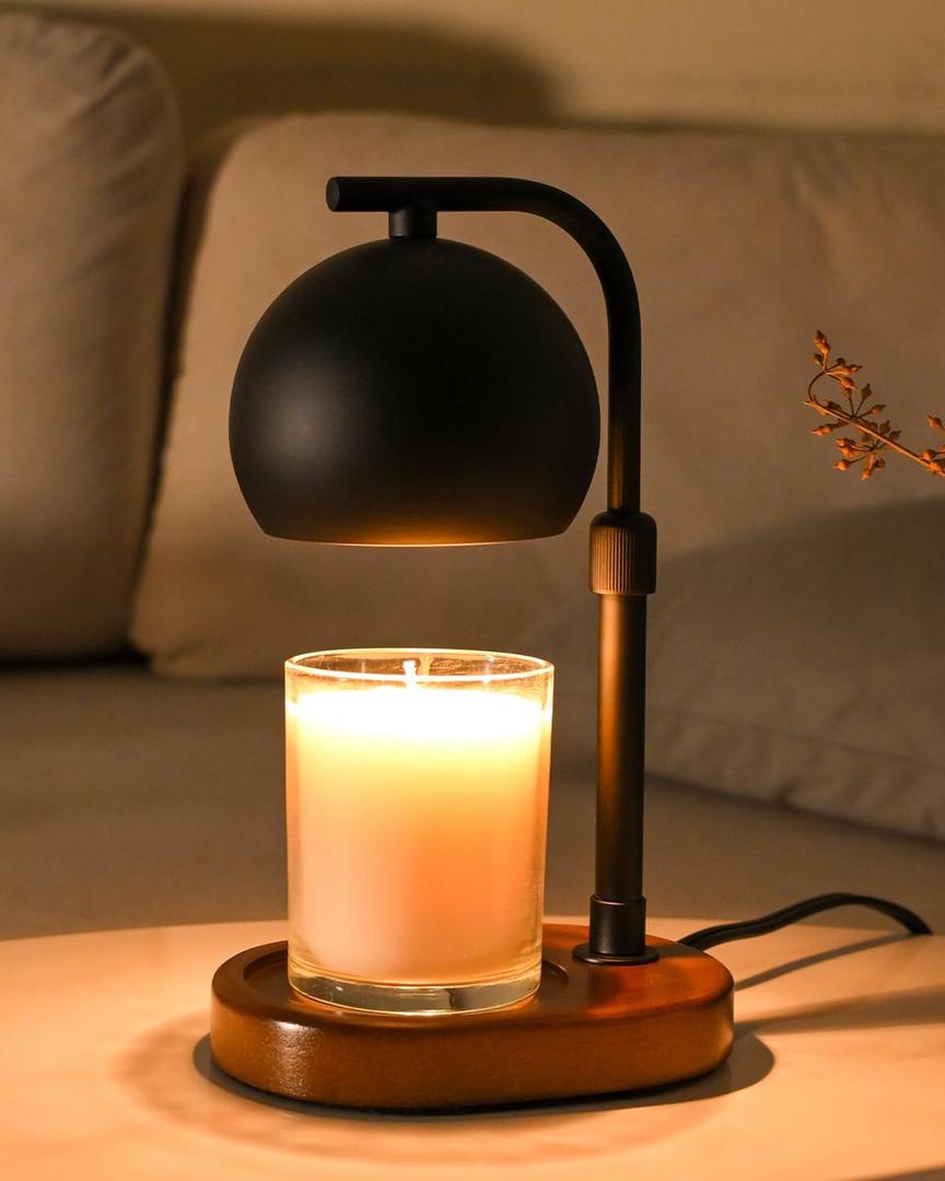 Candle Warmer Lamp Timer - Birthday Gifts for Women Mom Grandma, Mothers Day Gifts, House Warming Gifts New Home Decor Modern Farmhouse Decor with 2 Bulbs Wax Melt Compatible All Jar Candle Black