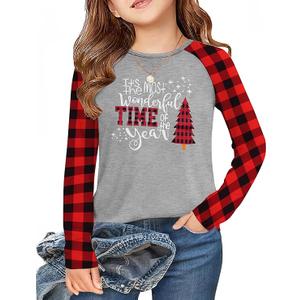 Arshiner Girls Raglan Long Sleeve Shirts Crew Neck Soft Casual Tunic Tops Kids Girls Basic Tees Blouses, 5/6Y