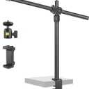 Camera Desk Mount Webcam Stand with Overhead Articulating Magic Boom Arm 1/4" Ball Head for DSLR Tripod, Adjustable Light Stand, Tabletop C Clamp for Ring Light Photo Video Shooting Live Streaming (2DFPGYL)