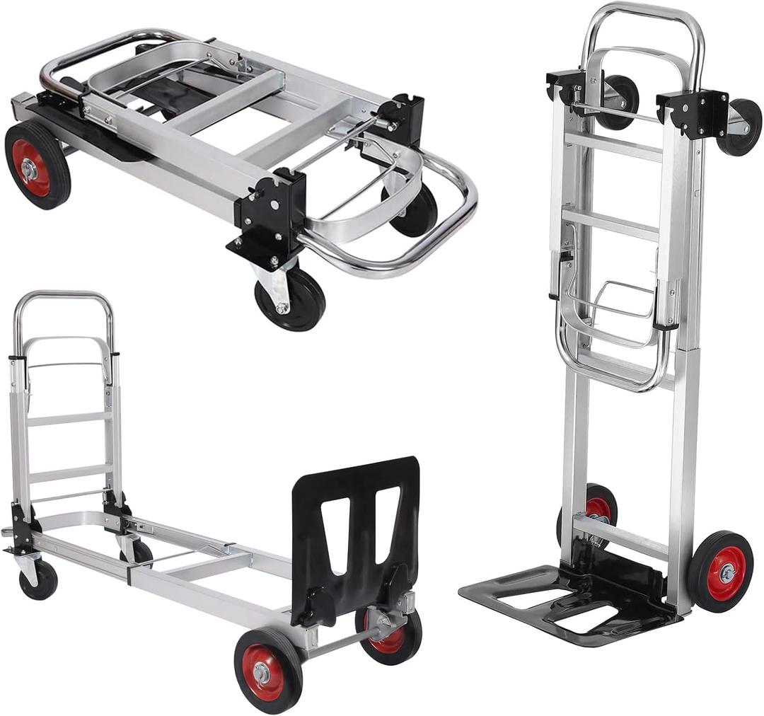 2-in-1 Convertible Hand Truck, 400 LBS Platform Dolly with 4 Wheels