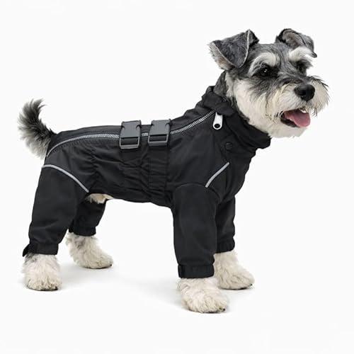 Lovelonglong Waterproof Dog Raincoat – 4-Leg Full Body Dog Rain Suit with Reflective Strips & Leash Opening, Outdoor Dog Jacket for Rainy Weather, S