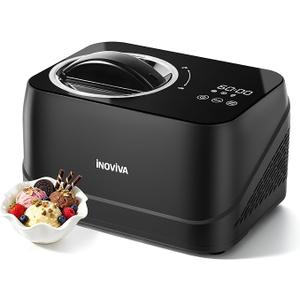 Inoviva Ice Cream Maker Automatic 1.7 Pt, No Pre-Freezing,Built-In Compressor, Digital Display & Timer,3 Presets, Makes ice cream, Gelato, Perfect for home & party, IM001