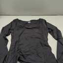 SUUKSESS Women Double Lined Fitted Basic T Shirts Scoop Neck Long Sleeve Crop Top (Medium, Black)