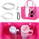 4 x Cup Holder for Stanley Cup 30oz 40oz Compatible with Bogg Bag, Accessories for Bogg Bag, Insert Drink Holder with Key Holder for Bogg Bags Original X Large/Simply Southern Beach Tote Bag