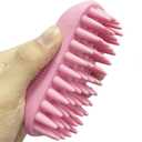 Pet Silicone Shampoo Brush for Long & Short Hair, Pink ( New ), Medium Large Pets Dogs Cats, Silicone Shower Wash Curry Brush, Massage Comb