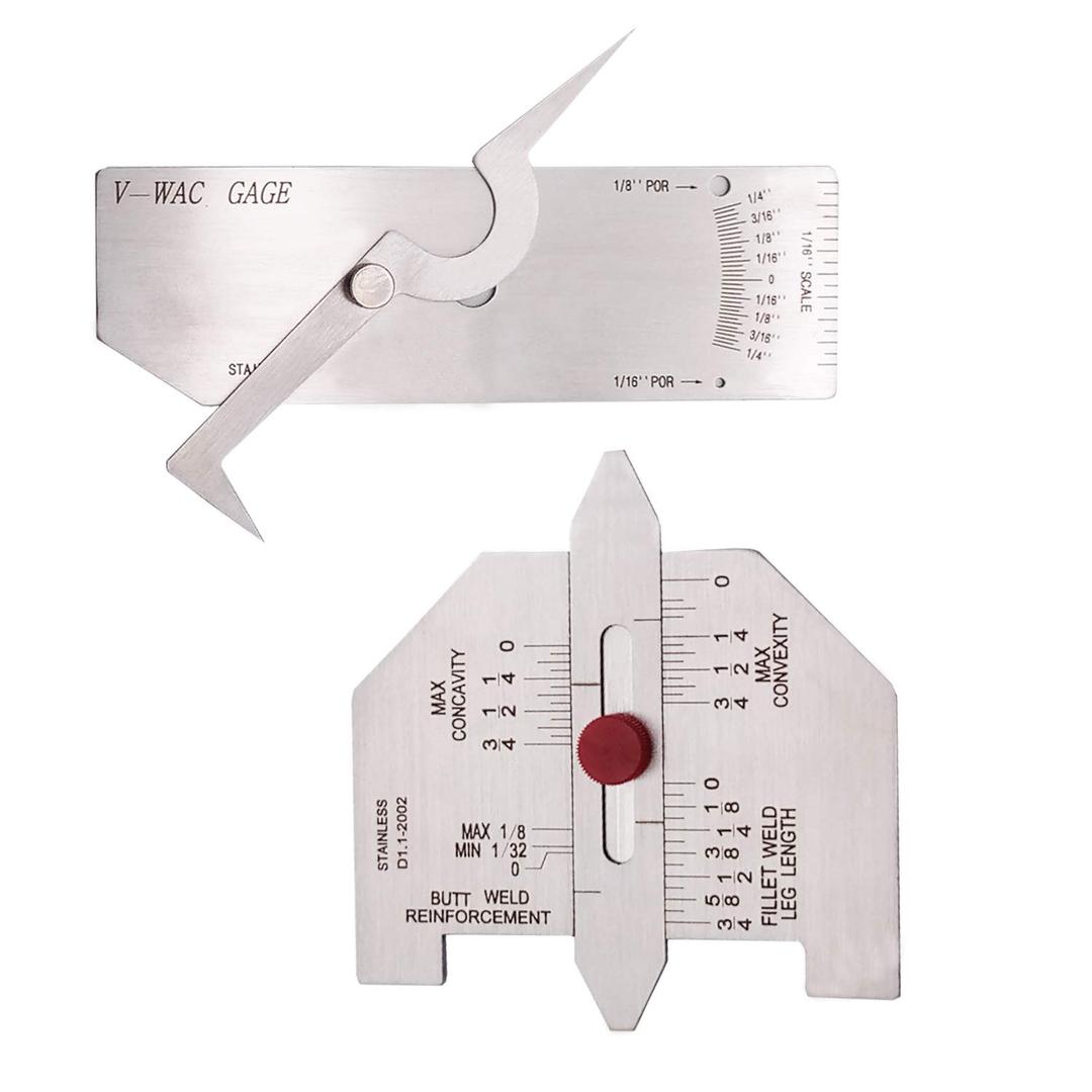 Weld Gauge Set 0-1/4'' Porosity Undercuts Checking Gauge with 0-3/4'' Convexity Concavity Welding Gauge Stainless Steel Imperial Measurement for Welding Inspection